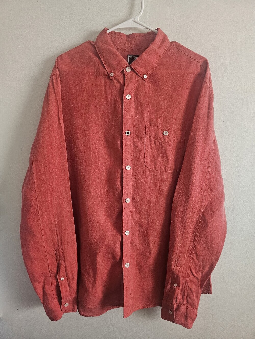 Todd Snyder Red 100% Linen Long Sleeve Button Down Shirt Men’s Size L